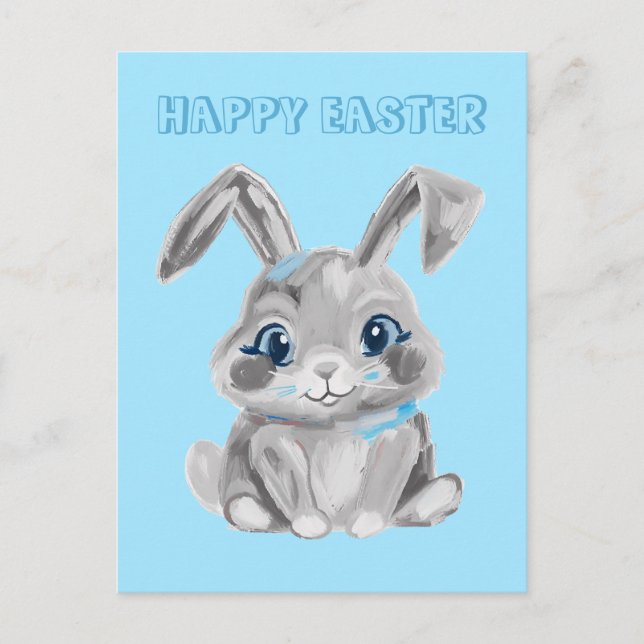 Niedlich Ostern Bunny Kindergarten Lehrer Blue Boy Postkarte (Vorderseite)