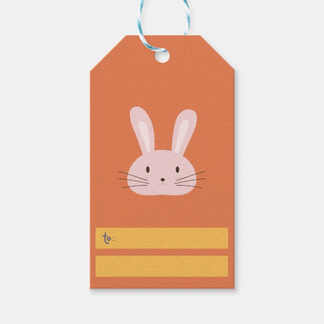 Niedlich Ostern Bunny Orange Geschenkanhänger (Vorderseite)