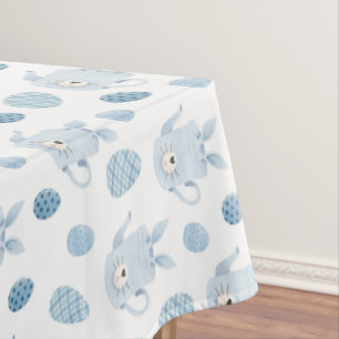 Niedlich Ostern Bunny Rabbit Blaues Teebeergei Tischdecke