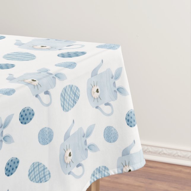 Niedlich Ostern Bunny Rabbit Blaues Teebeergei Tischdecke (Beispiel)