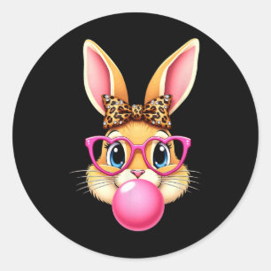 Niedlich Ostern Bunny Rabbit Bubble Gum Girl Women Runder Aufkleber