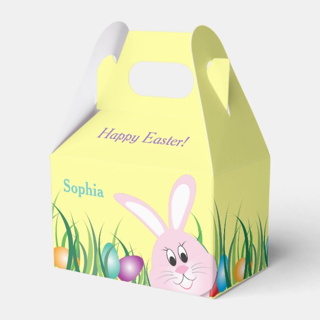Niedlich Ostern Bunny und farbenfrohe Eier Geschenkschachtel (Vorderseite)