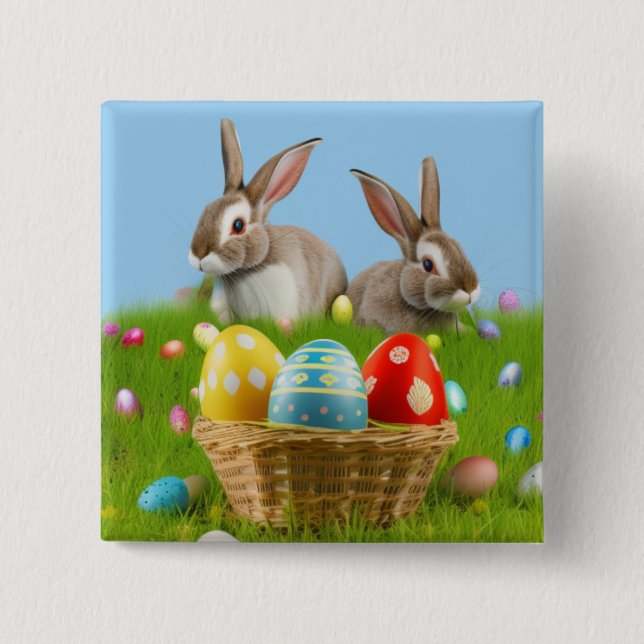 Niedlich Ostern-Bunnyum für eine positive Stimmung Button (Vorderseite)
