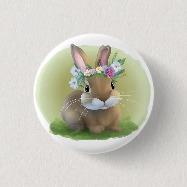 Niedlich Ostern-Bunnyum für eine positive Stimmung Button (Vorderseite)