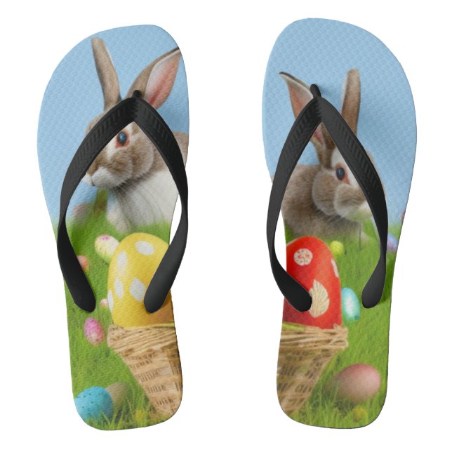 Niedlich Ostern-Bunnyum für eine positive Stimmung Flip Flops (Fußbett)