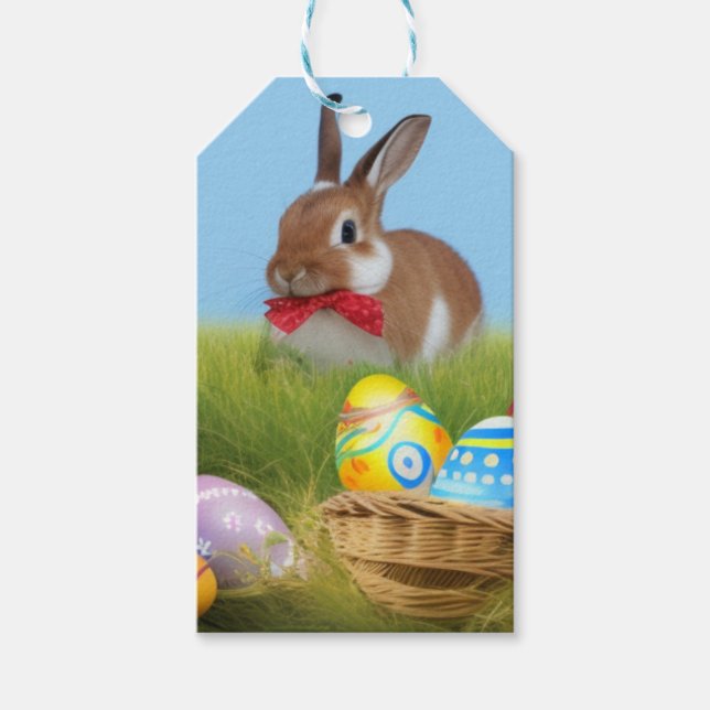 Niedlich Ostern-Bunnyum für eine positive Stimmung Geschenkanhänger (Vorderseite)