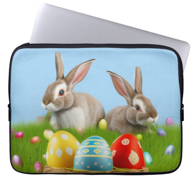 Niedlich Ostern-Bunnyum für eine positive Stimmung Laptopschutzhülle (Vorderseite)