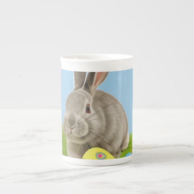 Niedlich Ostern Bunnyum für eine positive Stimmung Prozellantasse (Vorderseite)