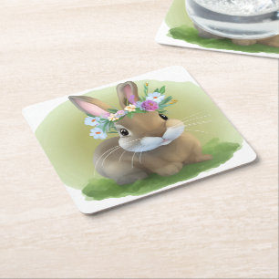 Niedlich Ostern-Bunnyum für eine positive Stimmung Rechteckiger Pappuntersetzer