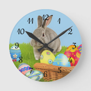 Niedlich Ostern-Bunnyum für eine positive Stimmung Runde Wanduhr