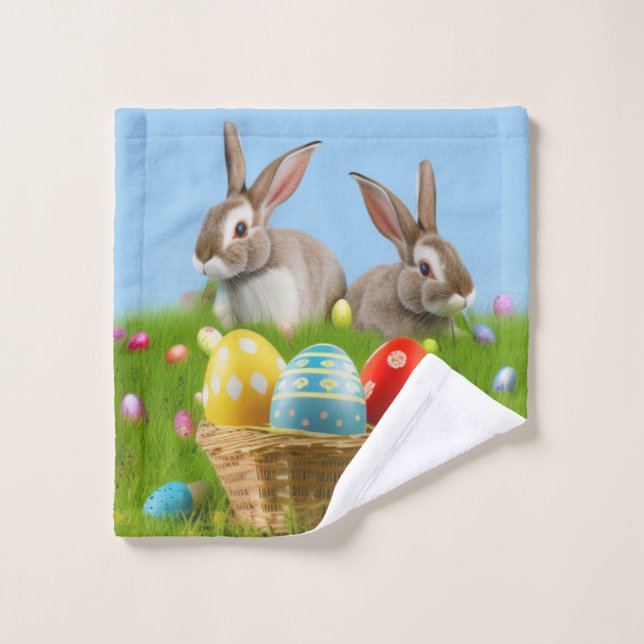 Niedlich Ostern-Bunnyum für eine positive Stimmung Waschlappen (Waschlappen)
