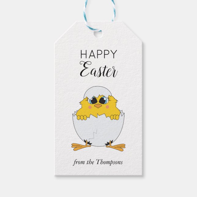 Niedlich Ostern Ei & Chick Happy Oster Geschenkanhänger (Vorderseite)