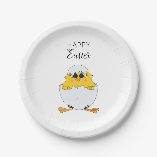 Niedlich Ostern Ei & Chick Happy Oster Pappteller (Vorderseite)
