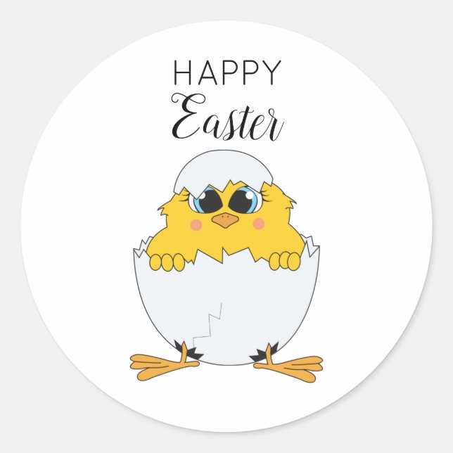 Niedlich Ostern Ei & Chick Happy Oster Runder Aufkleber (Vorderseite)