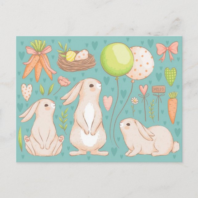 Niedlich Ostern Postkarte (Vorderseite)