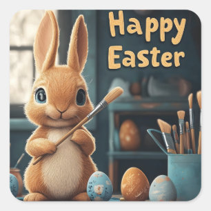 Niedlich Ostern Sonnenanbeter: Springtime Art Quadratischer Aufkleber