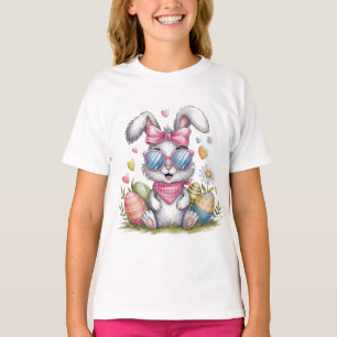 Niedlich Ostern Sonniger Hipster Bunny T-Shirt