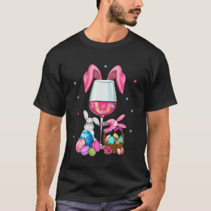 Niedlich Ostern Weinbrille Sonnige Ohren trinken F T-Shirt