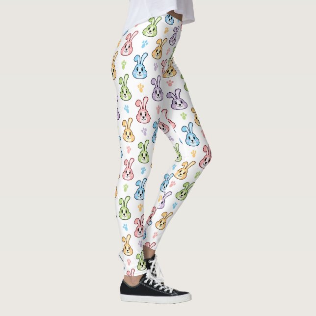 Niedlich Ostersonniges Kaninchenmuster | Urlaub Leggings (Rechts)