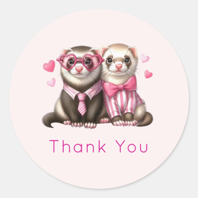 Niedlich Otter Couple in Liebe Danke Runder Aufkleber (Vorderseite)
