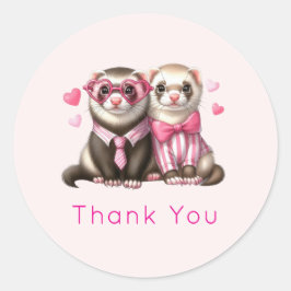 Niedlich Otter Couple in Liebe Danke Runder Aufkleber