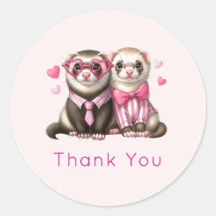 Niedlich Otter Couple in Liebe Danke Runder Aufkleber