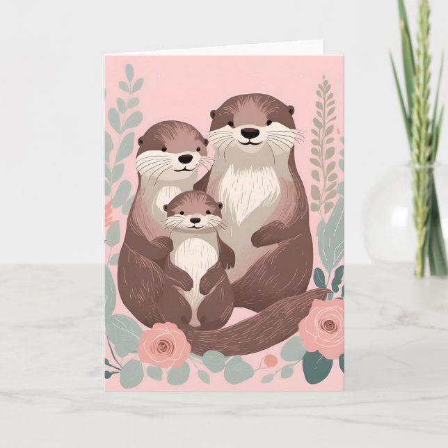 Niedlich-Otter-Familie Karte (Vorderseite)