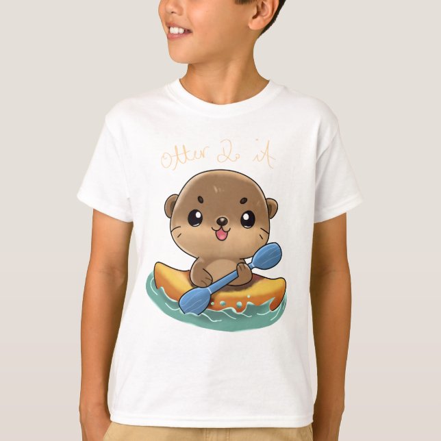 Niedlich Otter Kayaking T-Shirt (Vorderseite)