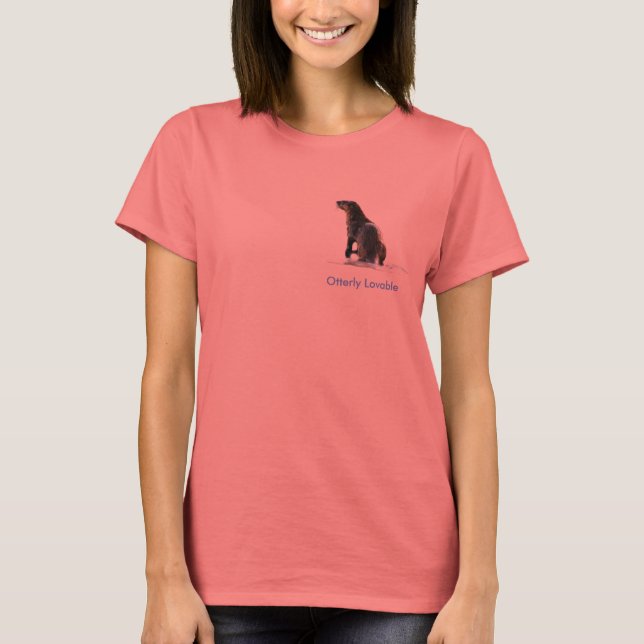 Niedlich OTTER Liebe Ladys Ringer T - Shirt (Vorderseite)