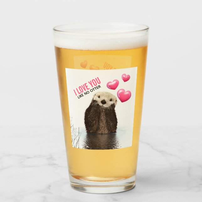 Niedlich Otter mit rosa Herzen Liebe Puppen Glas (Vorne (Gefüllt))