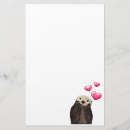 Niedlich Otter mit rosa Liebe Herz Briefpapier