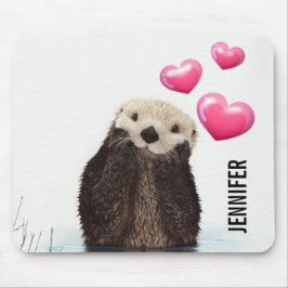 Niedlich Otter mit rosa Liebe Herz Mousepad