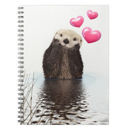 Niedlich Otter mit rosa Liebe Herz Notizblock