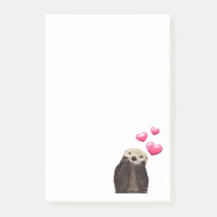 Niedlich Otter mit rosa Liebe Herz Post-it Klebezettel