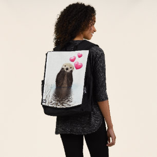 Niedlich Otter mit rosa Liebe Herz Rucksack