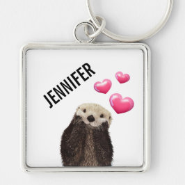 Niedlich Otter mit rosa Liebe Herz Schlüsselanhänger