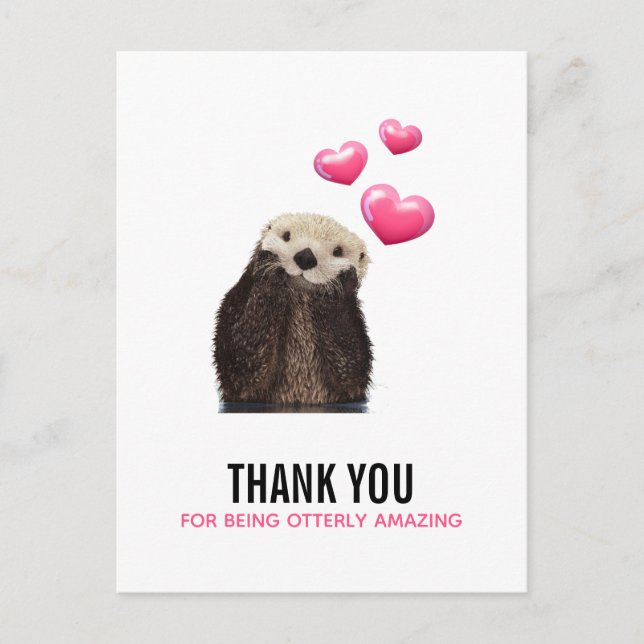Niedlich Otter mit Valentines Hearts Funny Pub Postkarte (Vorderseite)