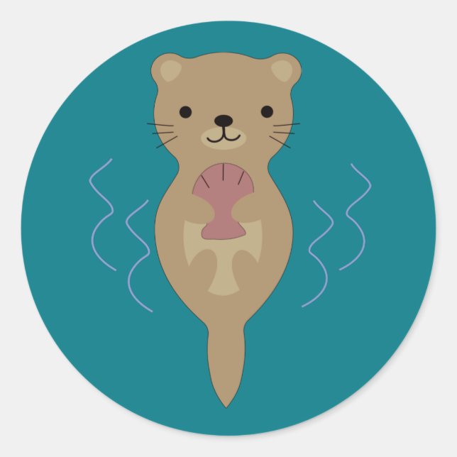 Niedlich Otter Runder Aufkleber (Vorderseite)