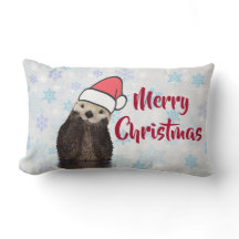 Niedlich Otter Tragen einer Weihnachtsmannmütze Fr