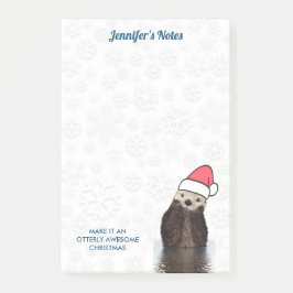 Niedlich Otter Tragen einer Weihnachtsmannmütze Fr Post-it Klebezettel