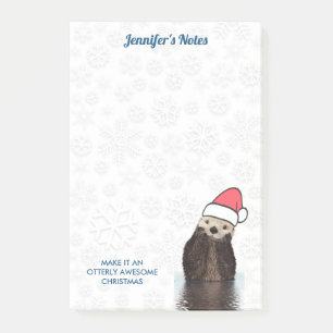 Niedlich Otter Tragen einer Weihnachtsmannmütze Fr Post-it Klebezettel