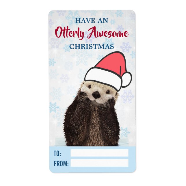 Niedlich Otter Tragen einer Weihnachtsmannmütze We (Vorne)