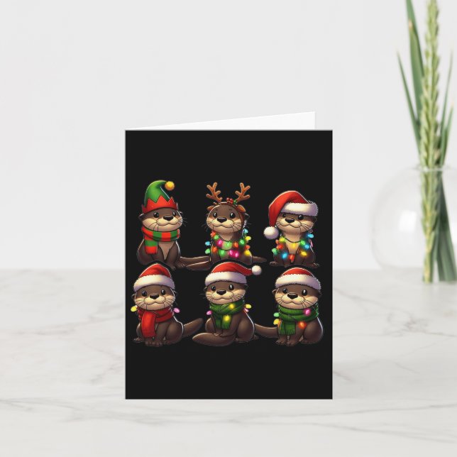 Niedlich Otter Weihnachten Pajama Niedlichen Weihn Karte (Vorderseite)