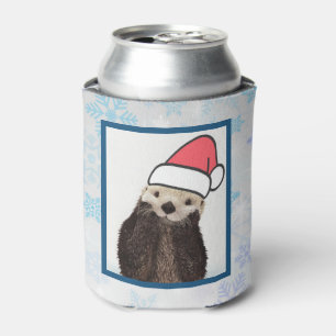 Niedlich Otter Weihnachtsmannmütze Weihnachten tra Dosenkühler
