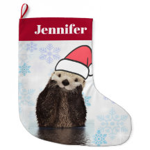 Niedlich Otter Weihnachtsmannmütze Weihnachten tra