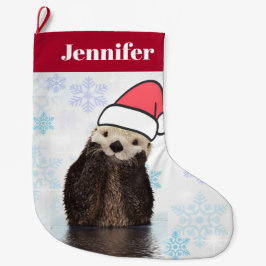 Niedlich Otter Weihnachtsmannmütze Weihnachten tra Großer Weihnachtsstrumpf