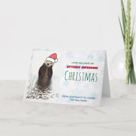 Niedlich Otter Weihnachtsmannmütze Weihnachten tra Karte
