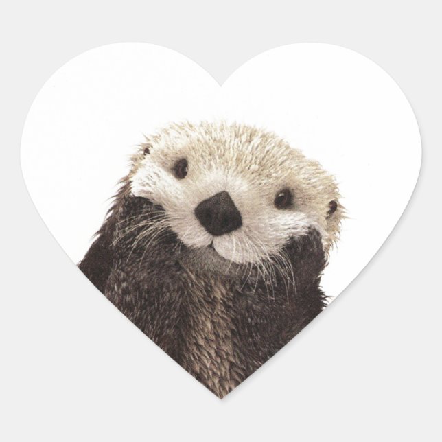 Niedlich Otter zeichnend Herz-Aufkleber (Vorderseite)