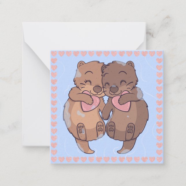 Niedlich Otters Mitteilungskarte (Vorderseite)