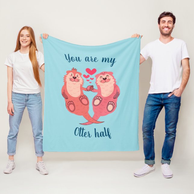 Niedlich Otters Valentinstag Coupe Personalisiert Fleecedecke (Beispiel)